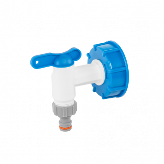 Zestaw IBC – nakrętka niebieska - S60x6 z kranikiem - 3/4" z wylotem 3/4"